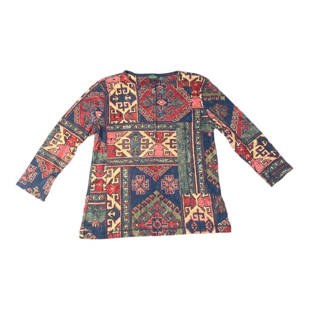 Vintage Lauren Ralph Lauren Jeans Co Women’s Southwest Aztec Tribal Henley Shirt